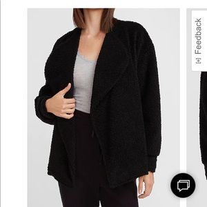 EXPRESS: Black Sherpa Flyaway Jacket-SMALL